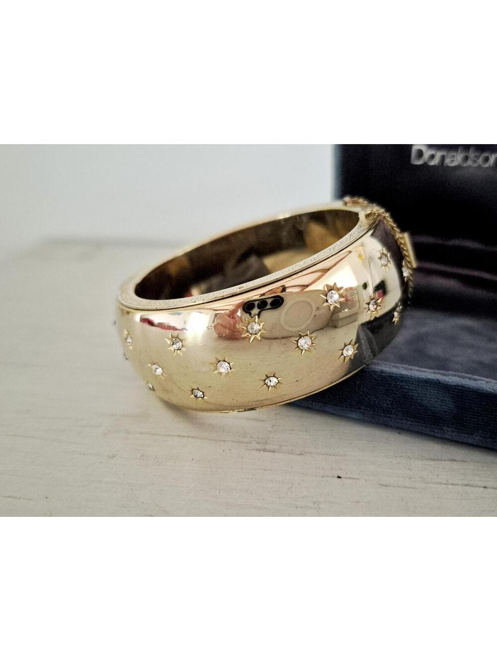 Vintage Leru 1950s Gold-Toned Starburst Dome Bangle Bracelet